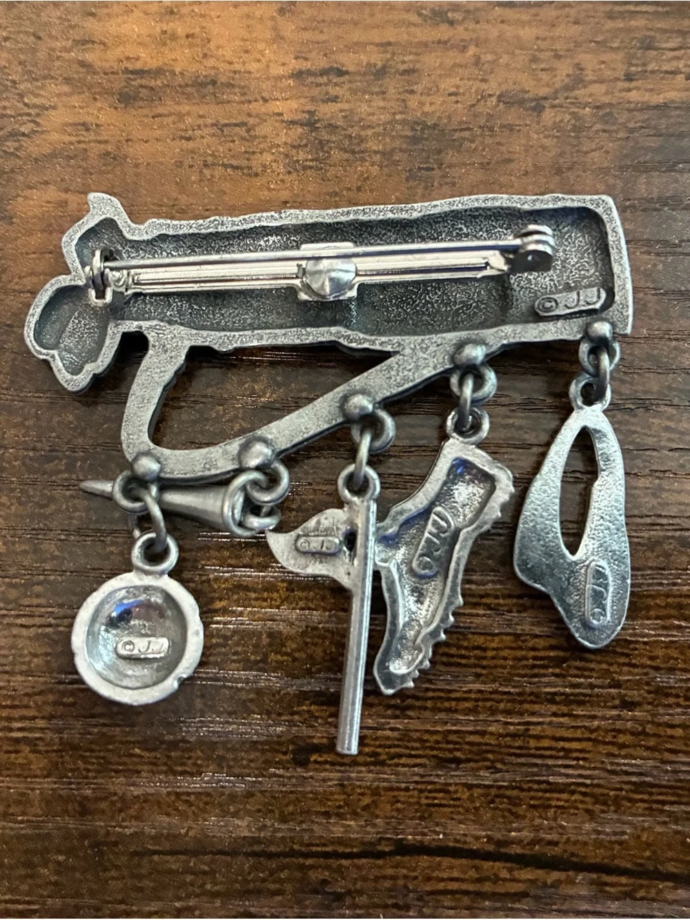 Signed JJ - Silver Golf Bag Charm Brooch
